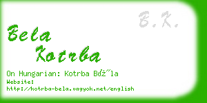 bela kotrba business card